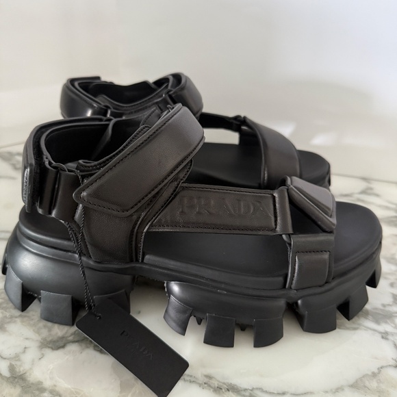 Prada 2x3077 Nappa Sport Black Leather Men\'s Sandal, US 7 (P-6) main image 6